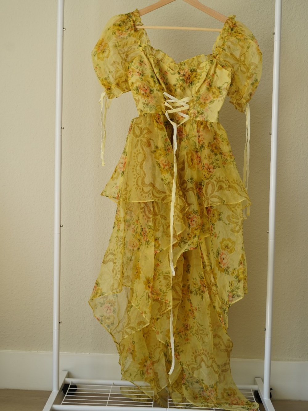Selkie Yellow Floral Puff-Sleeve Maxi Dress - Picture 2 of 6